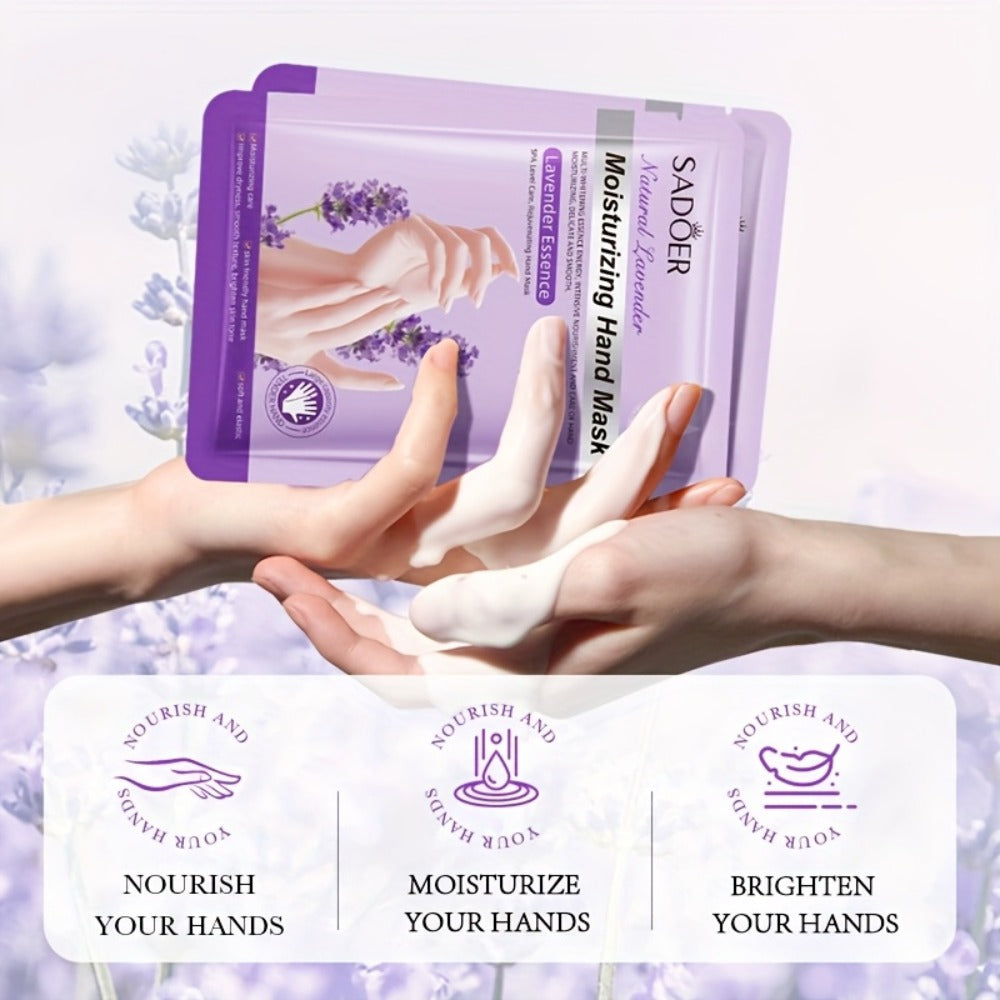 4/8 Pairs SADOER Lavender Hand Mask - Moisturizing, Hypoallergenic, Natural Essential Oils, Ideal for Home, Business, Travel - Purple, Independent Packaging, Perfect Gift, Hand Spa Mask