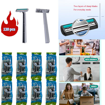 Disposable Razors 120 PCS Double Blade Stainless Steel Shaving Razor Bulk Pack - Smooth Close Shave for Men & Women Body Face Leg Hair Removal