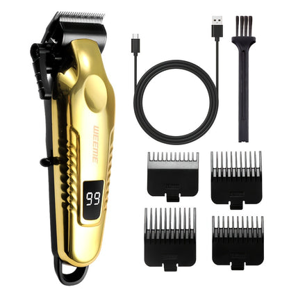 Men's Hair Clipper Set - Golden Series USB Rechargeable T-Blade Trimmer Kit with Combs & Cleaning Brush, 1pc 2pcs 3pcs Options, Gift for Men