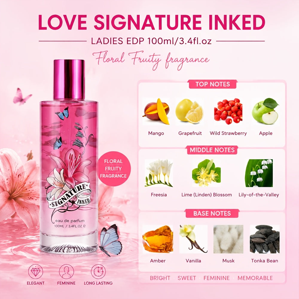 3.4fl.oz Women's Eau De Parfum Spray - Long-Lasting Fragance Spray, with Mango, Grapefruit and Wild Strawberry, Perfect for Dating, Daily Life, Parties and Gift Giving - 1/2pcs