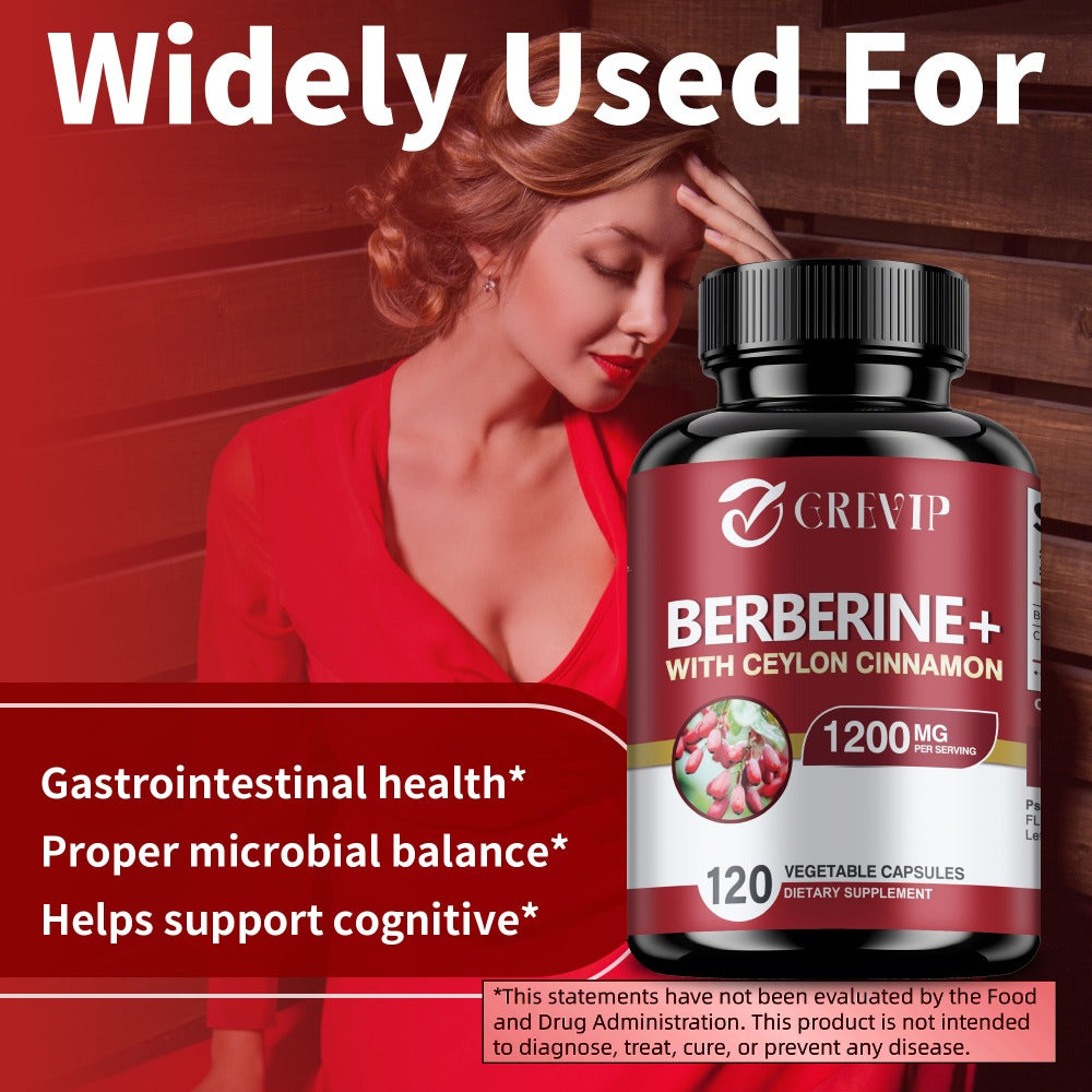 [Berberine + Ceylon Cinnamon] Berberine + Ceylon Cinnamon - Support Healthy Cholesterol Levels, Heart Health, Berberine HCI Dietary Supplement - 120pcs