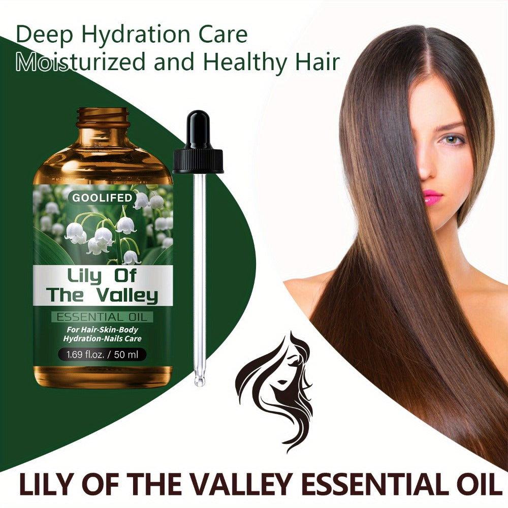 Essential Oil Lily of the Valley Moisturizing & Hydrating - Deep Conditioning Body Hair & Nail Oil No-Methanol Fresh Floral Scent for Dry Skin - Unisex Multipurpose Skin Care Oil 50ml 1.69fl oz