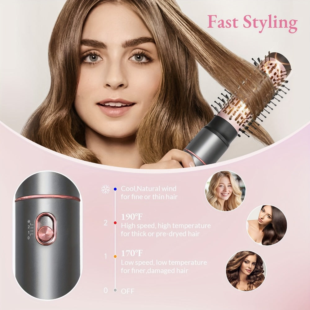 Hot Air Comb For Women, Negative Ion, 5-in-1 Styling Comb Set, Hair Dryer, Massage Straightening Comb, Round Curling Iron And Brush, Oval Styling Comb, Interchangeable Head, Gifts For Mother'S Day, Girl Stuff, Wow Hair Products