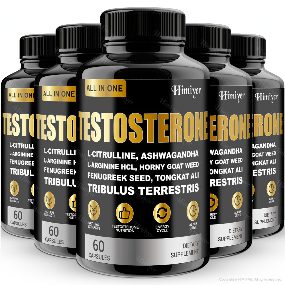Male & TESTOSTERON Supplement, With L-Arginine, Tongkat Ali, Tribulus & Fenugreek - 60 Capsules, 30-Day Supply, Plant-Based Formula, Natural Ingredients, Men'S Health Supplement
