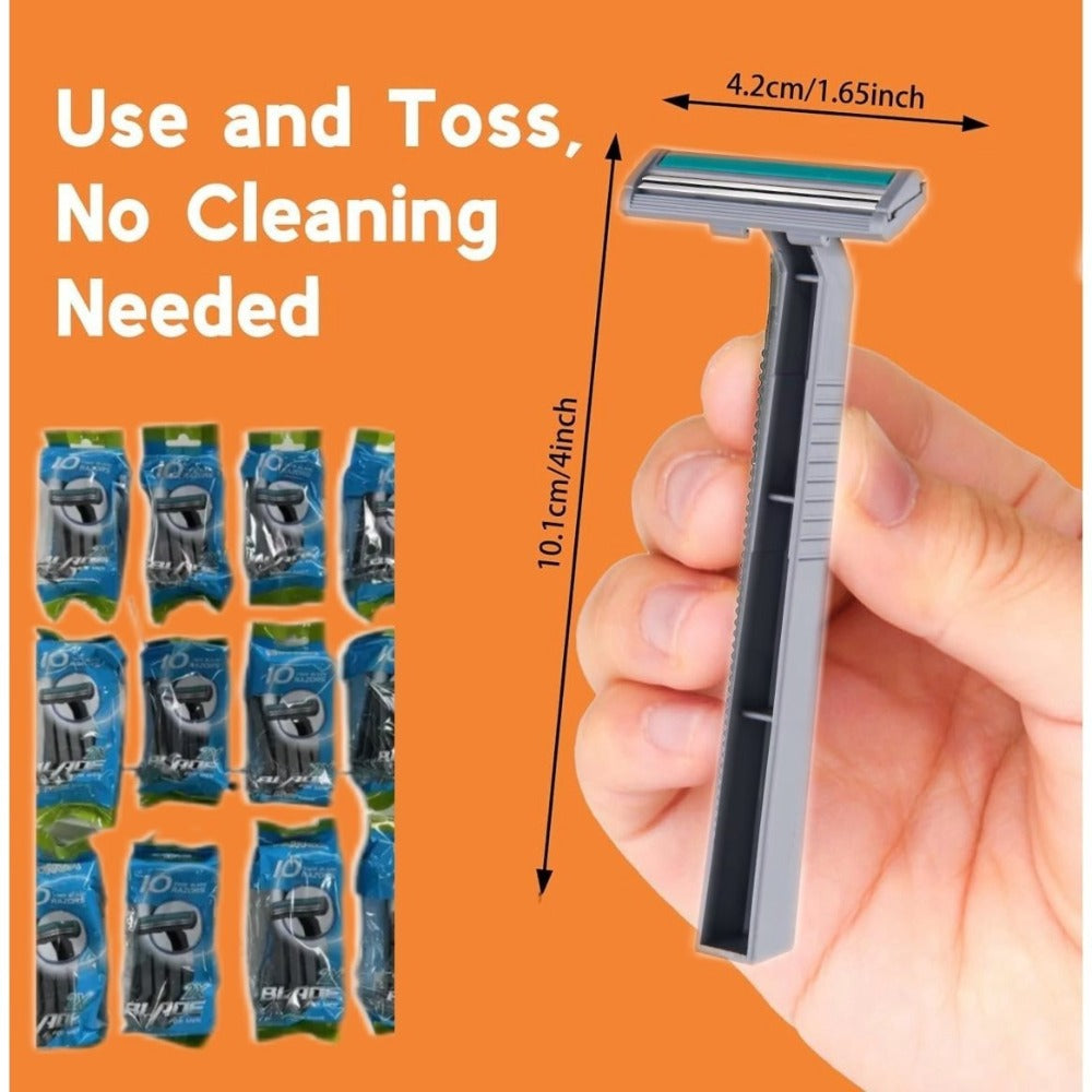 KONGA 120 pcs disposable razors, double blade, stainless steel. (PK 10 pcs)