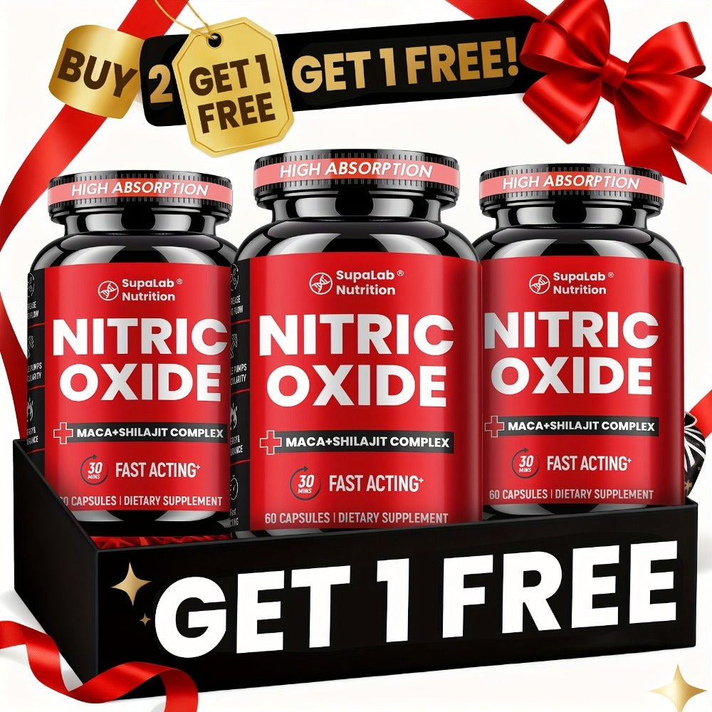 Purchase Two And Receive One at No Cost with This Nitric Oxide Supplement Designed for Men'S And Focus. It Includes a Health Vitality Capsule Featuring L-Arginine And L-Citrulline Beetroot Formula