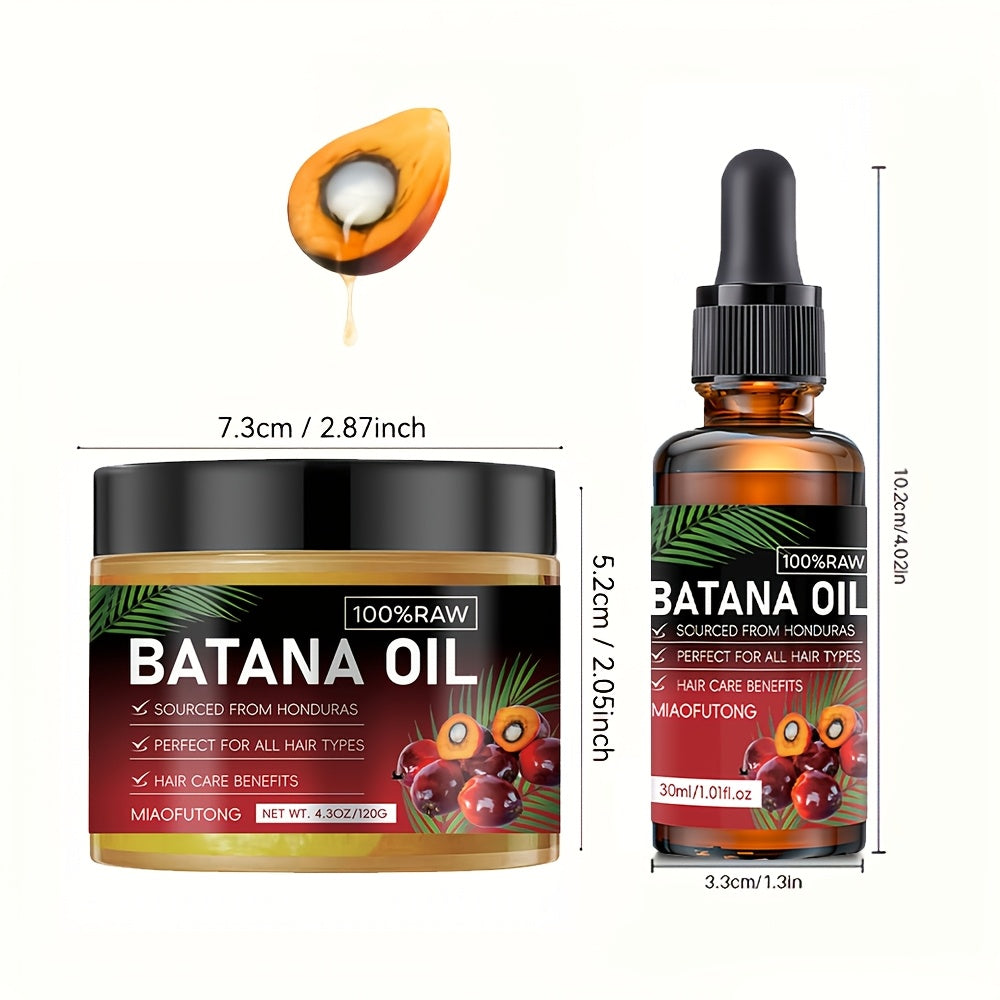 2pcs Natural Honduran Batana Hair Oil + Batana Essential Oil, Nourishes The Scalp And Hair, Increases Hair Shine, Strengthens Hair, Prevents Breakage And Split Ends, Suitable for Dry And Damaged Hair, Makes Hair Healthier, Fresher And Stronger, Scalp
