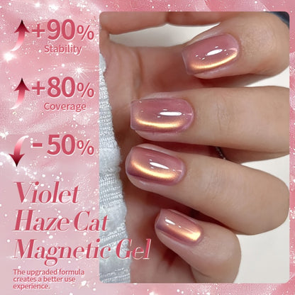 Magnetic Gel Nail Polish Cat Eye — BORN PRETTY Nude Golden Glitter Ultra Shine Semi-Permanent Gel, 0.34oz 10ml | 2-Color Magnetic Cat Eye Nail Set