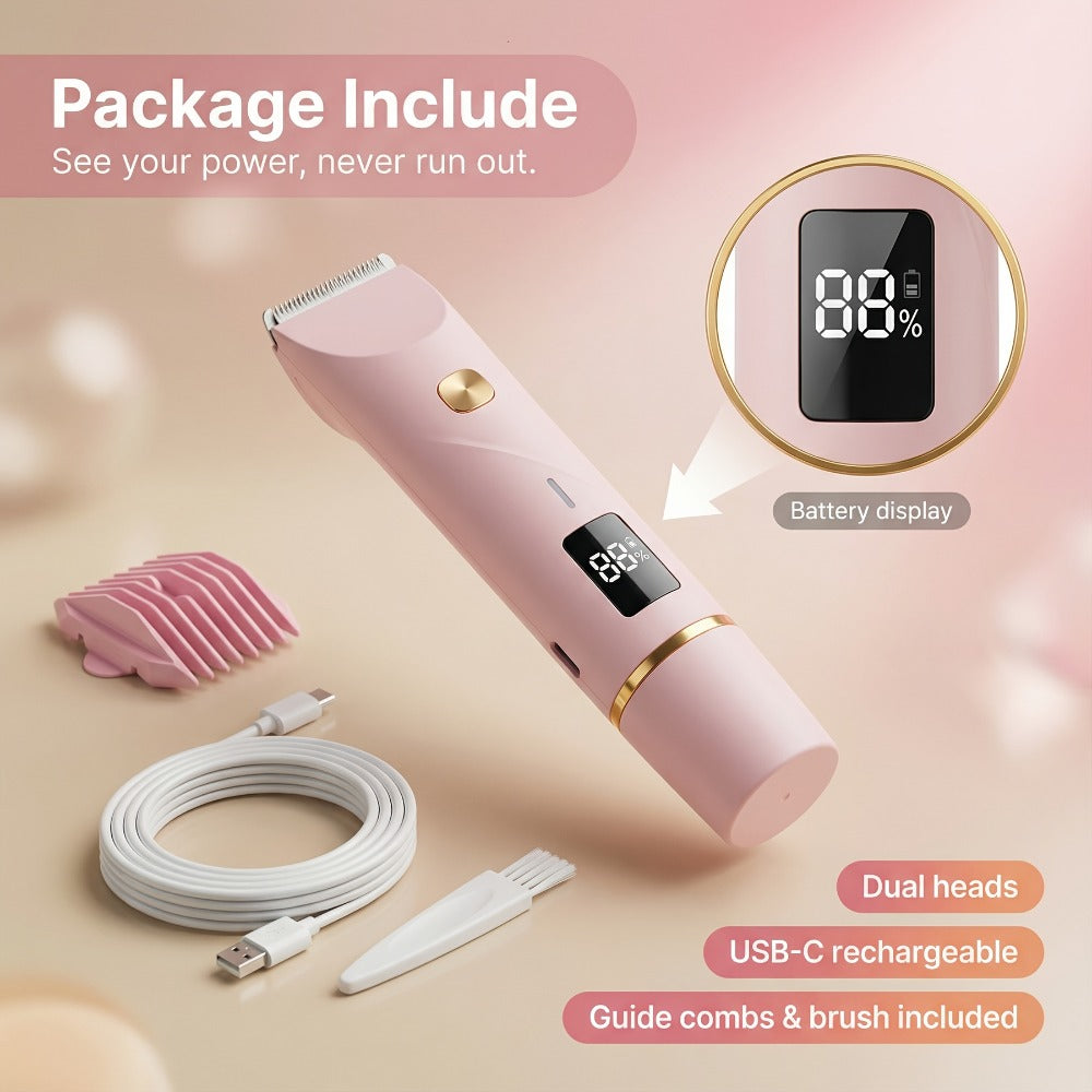 1pc Dual-Head Electric Hair Trimmer for Women, Rechargeable Lithium Battery, USB Charging, Multipurpose Bikini Razor and Face Shaver for Arms, Thighs, Body with Rechargeable Lithium Battery, USB Charging, for Ideal New Year Gift