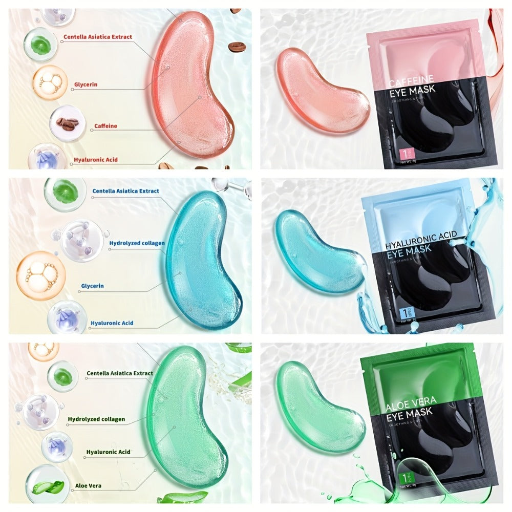 Under Eye Mask Patches 25 Pairs – Caffeine, Hyaluronic Acid & Aloe Vera Collagen Eye Masks for Dark Circles, Puffiness & Deep Hydration | All Skin Types, Men & Women
