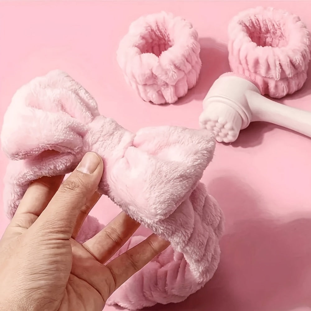 7pcs Facial Cleansing Set, Deep Cleansing Beauty SpaMask Brush Set, Soft Velvet Headband, Hair Tie Set, GentleScrub Brush, Detailing Facial Brush, Portable SkinCare Tool with Wash Bag for Women