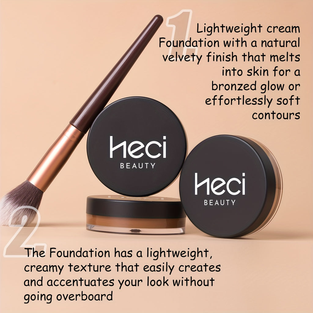 Matte Velvet Foundation Cream (for Medium to Dark), Nourishing Non-Caking Foundation-Full Coverage, Long Lasting Controls Oil & Waterproof, Pore-less, Smudge-proof, Not Easy to Remove, 0.7oz BIG Volume Flawless Cream Bronzer Makeup