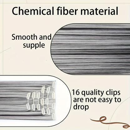 Clip In Hair Extensions 6 Pieces 16 Clips 24 Inch — Heat Resistant Synthetic Hairpiece for Volume & Length, Natural Black & Mixed Colors, Easy DIY for Women All Occasions