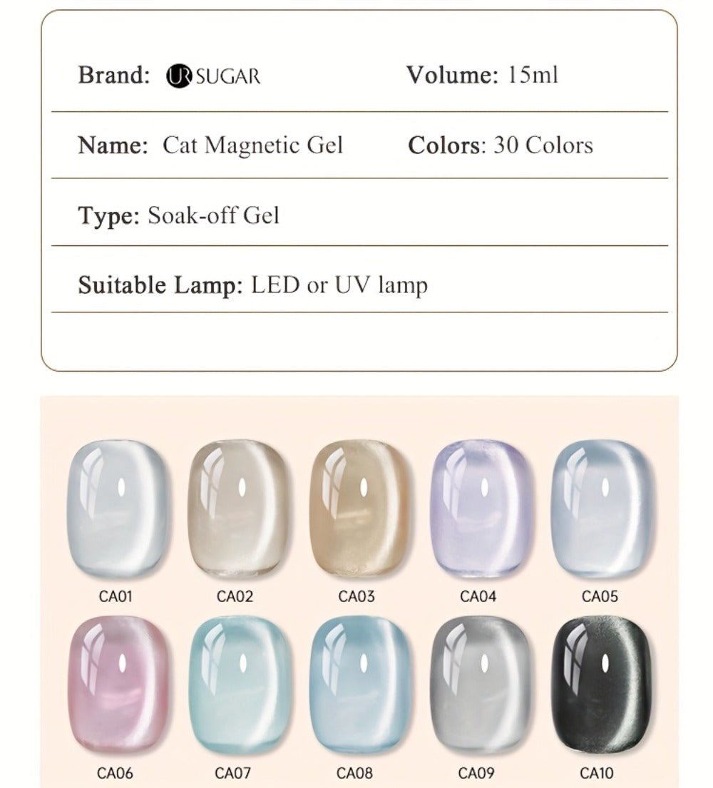 1 UR SUGAR Magnetic Gel Nail Polish - Quick-Dry Soak Off Cat Eye Magnetic Formula Suitable for /LED, Magnetic Stick Compatible Gel Polish - Professional & for Nail Art, Fall Winter Plum & Bordeaux Hues