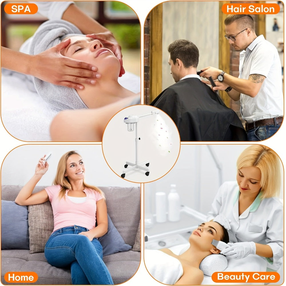 Professional Spa Ozone - Stand - Facial Steamer On Wheels, for Home And Salon Use,, Facial Steamer with Hot Mist Function Stand Facial Steamer for Personal Home Salon Spa Cleaning