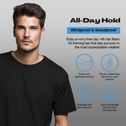 Hair Building Fibers Instant Thickening Powder for Thinning Hair — Natural Volume & Density, All-Day Hold, Washable & Non-Staining, 7 Color Options for All Hair Shades