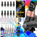 POSEIDON Tattoo Set, Wireless Rotary Tattoo Gun Package, LED Display Tattoo Machine Set Including 20 Tattoo Cartridge Needles And 11 Tattoo Inks, Supplies for Novices