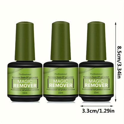 Gel Nail Polish Remover 3pcs Soak Off Quick Removal in 2-3 Minutes for Gel Nails Nail Glue Acrylic Nails Home DIY & Salon Use Easy Nail Polish Remover Kit