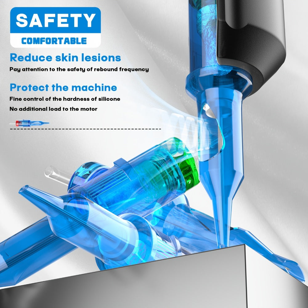 POSEIDON V3 Tattoo Cartridge Needles 50pcs Mixed Size Steriled Needles with Membrane Safety Cartridges-1203Rs, 1205RS, 1207RS, 1209RS, 1211RS