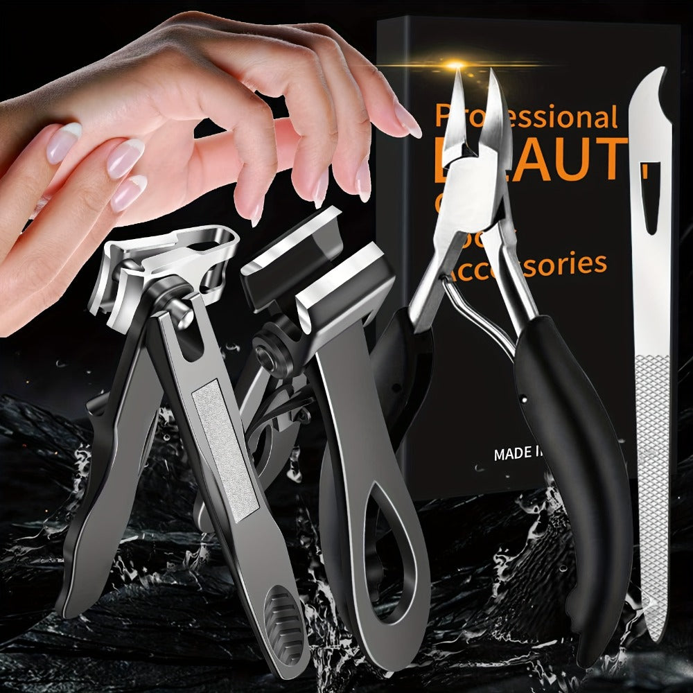 Toenail Clippers Set Heavy Duty for Thick Nails Wide Jaw Opening Straight Nail Clipper Angled Nail Clipper and Nail File Large Nail Clippers for Men Seniors Women Ingrown Toenail Tool