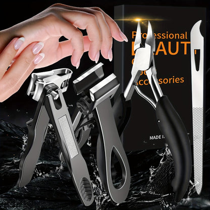 Toenail Clippers Set Heavy Duty for Thick Nails Wide Jaw Opening Straight Nail Clipper Angled Nail Clipper and Nail File Large Nail Clippers for Men Seniors Women Ingrown Toenail Tool