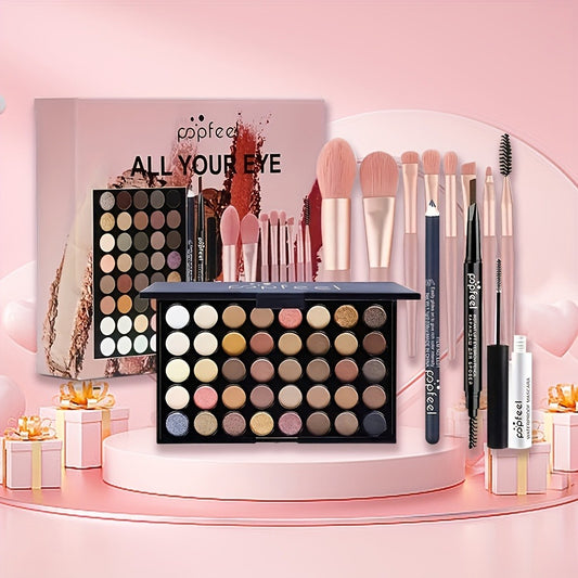 [Gift for Mom] 40 Color Eyeshadow Palette Makeup Set Tool Mascara Eyeshadow Brush Eyeliner Brow Pen Combination Set Beginner's Makeup Tools Gift for Mom, Gift, Make Up