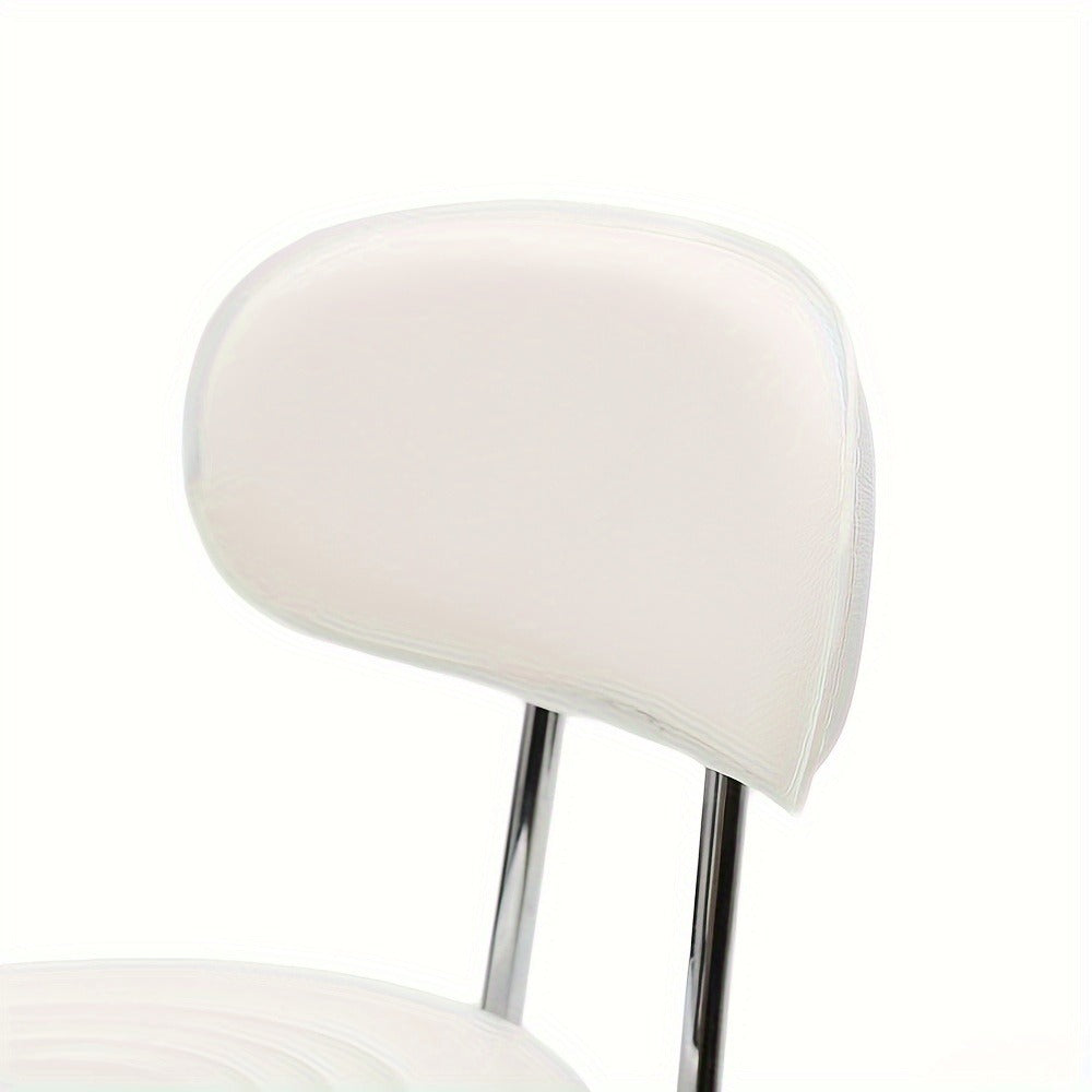 Round Shape Adjustable Salon Stool with Back And Line White