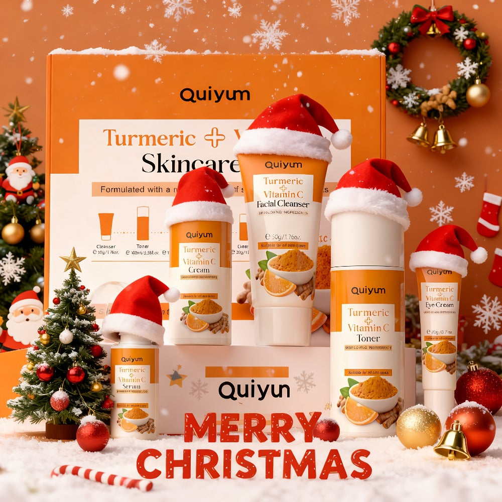 Turmeric And Vitamin C Skincare Set, 5-In-1 Skincare Gift Set with Facial Cleanser, Face Serum, Face Cream, Eye Cream, Toner, Facial Care Kit for Women, Skincare Gift Set Birthday Mother'S Day Christmas Gifts for Women