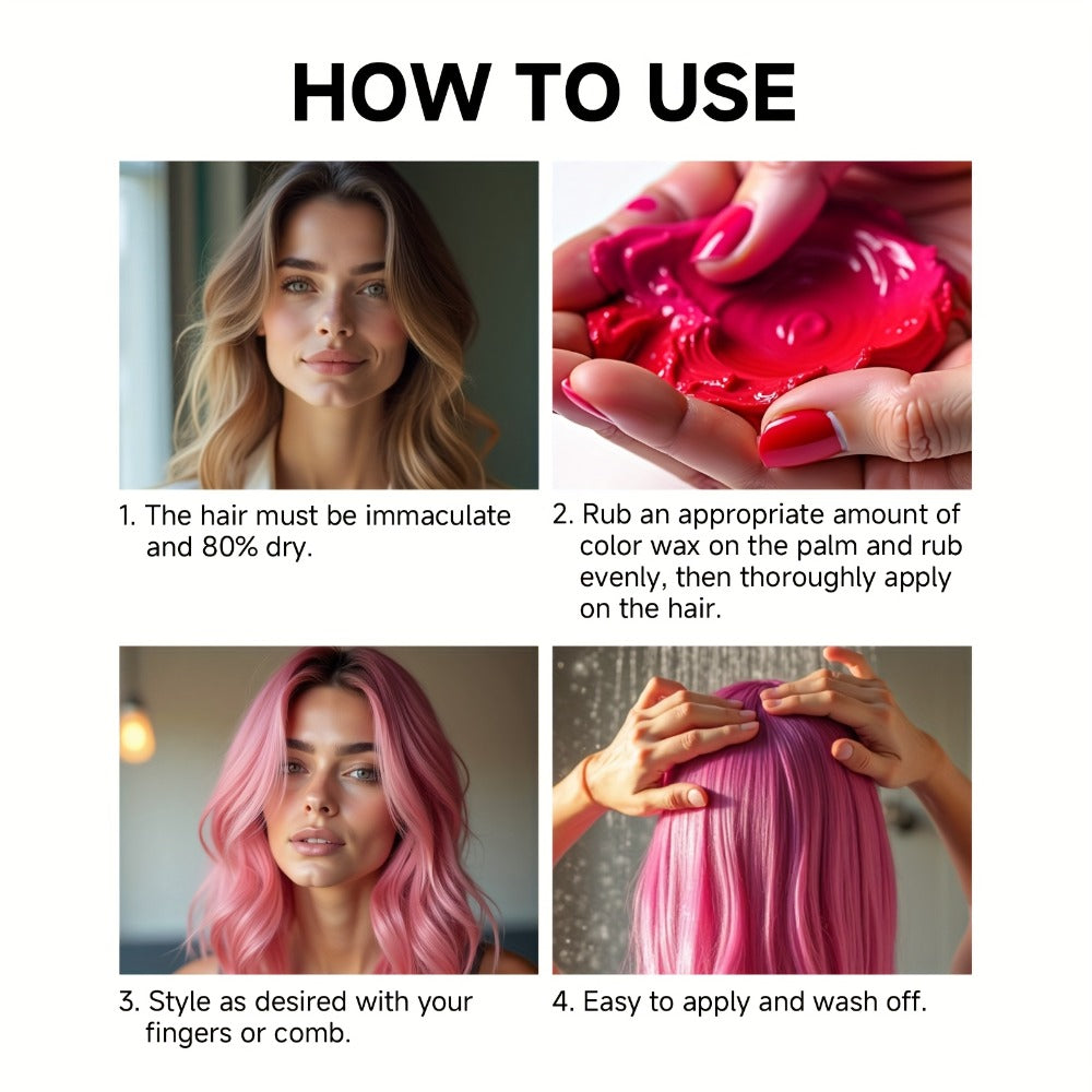 Temporary Hair Color Wax 120g - Washable Hair Dye for Men & Women | 13 Vibrant Shades | Easy Application | Party, Festival & Everyday Styling | Long-Lasting