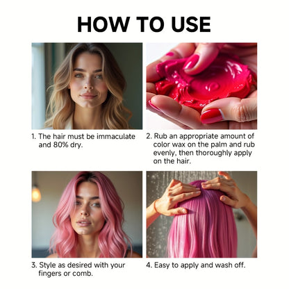 Temporary Hair Color Wax 120g - Washable Hair Dye for Men & Women | 13 Vibrant Shades | Easy Application | Party, Festival & Everyday Styling | Long-Lasting
