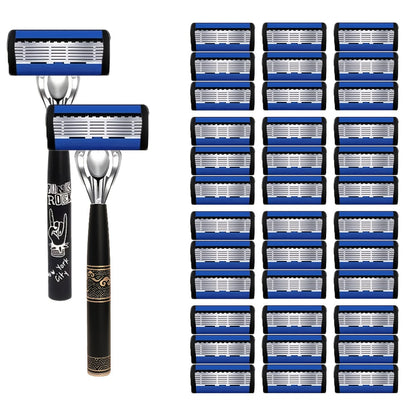 Men's Razor with Replaceable Stainless Steel Blades — 36/72 Ultra-Sharp Blades, Anti-Slip Handle, Smooth & Safe Shaving Accessory for Men