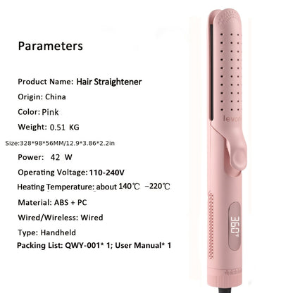 2-in-1 Curling Iron Flat Iron Hair Straightener Curler 360° Adjustable 5-Level Hot Cold Air Dual Voltage Fast Heat for Long Short Hair Black Pink