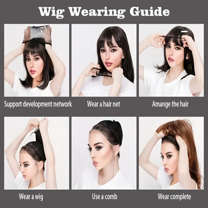 Straight Wig with Bangs for Women — 26 Inch White Ombre Milky Synthetic Wig, Glue Free Ultra Lightweight Breathable, Heat Resistant for Daily Wear Festival Party Cosplay Wedding