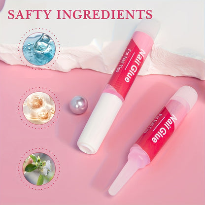 Nail Glue for Press On Nails 28pcs Super Strong Long Lasting Acrylic Nail Tip Glue with Precision Tip Applicator 2g Each DIY Home Salon Manicure Kit