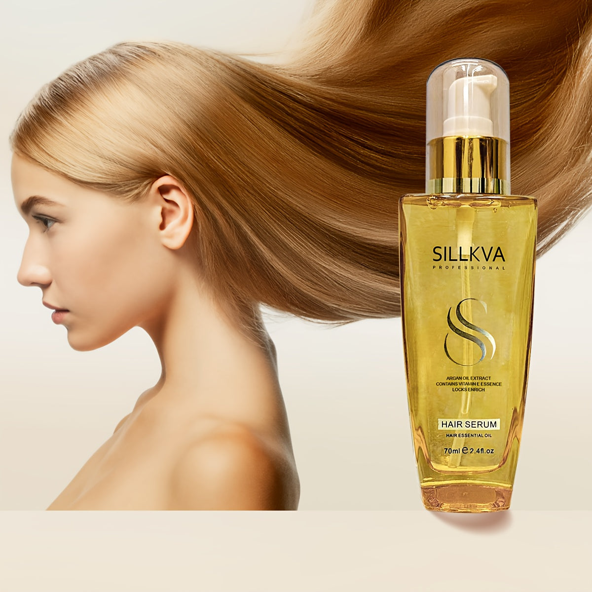 2pcs SILLKVA Argan Oil Hair Serum for Dry, Damaged, Flyaway & Frizzy Hair