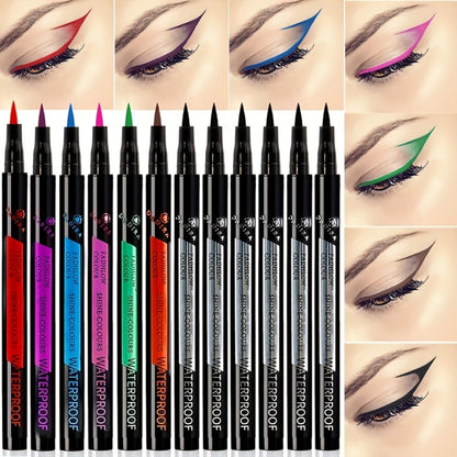 Liquid Eyeliner Pen Set 12pcs – Long-Lasting Precise Fine Tip, Natural Makeup Effect, No Smudge No Tingle, All Skin Colors, for Daily Wear, Performances & Parties, Women's Makeup Gift