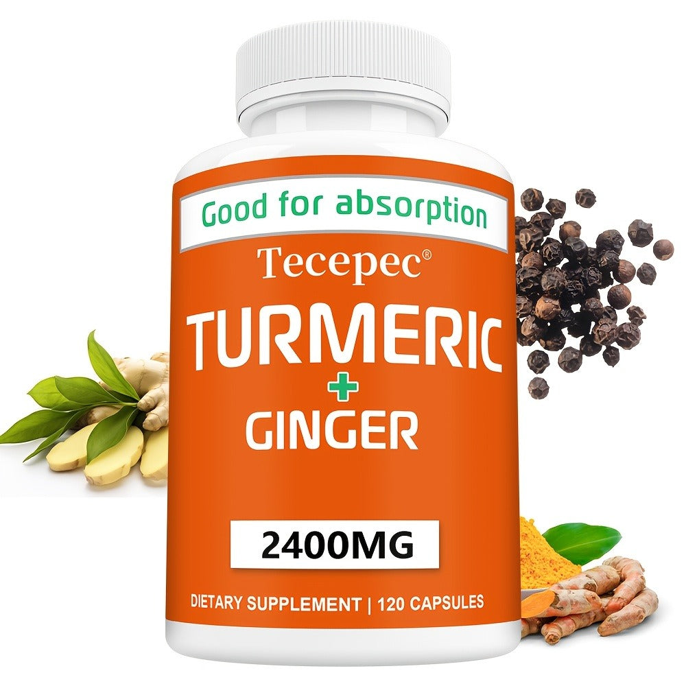Turmeric And Ginger 2400 for MG - Contains Black Pepper - Supports Immune System, Physical Activity, And Healthy Energy Levels - 120 Capsules