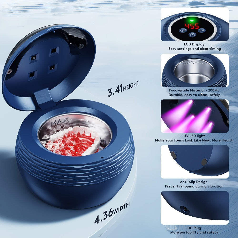 Soundwave Technology Retainer Cleaner Machine - 6.76oz/45kHz Soundwave Technology U-V Cleaner, Portable Soundwave Technology Jewelry Cleaner, Retainer Cleaner Machine for Dentures, Retainer, Aligner, Braces, Mouth Guard, Local Warehouse, The Perfect