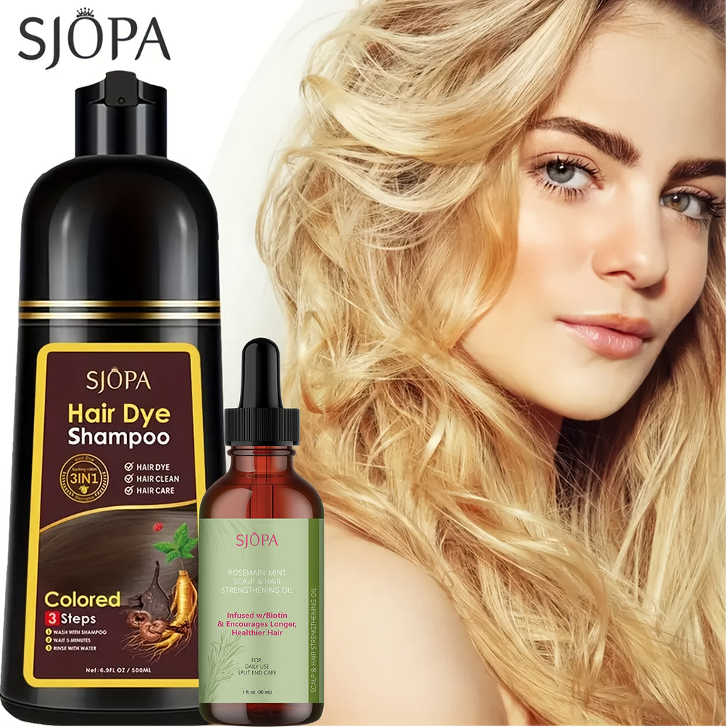 SJOPA Multi-Effect Hair Dye Shampoo, Instant Hair Coloring And Conditioning, 16.9oz. Safe And Natural Hair Dye Shampoo Essence, No Irritating Odor, Suitable for Both Men And Women, Perfect Gift for Valentine's Day And Mother's Day.
