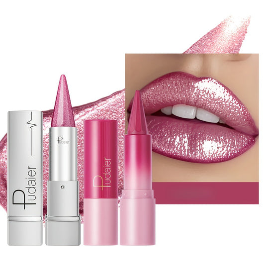Set of Metal Tip And Matte Lipsticks - Highly Pigmented, Durable, Waterproof Lip Color - A Great Beauty Gift for Women for Christmas, Thanksgiving, And New Year - Perfect for Creating Defined Lips with a Smooth, End