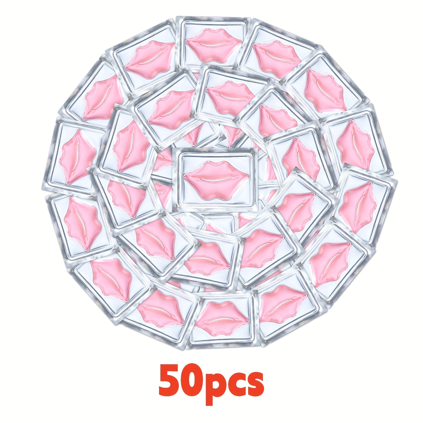 Lip Mask 50pcs Crystal Pink Moisturizing Deeply Hydrating Lip Patches for Dull Dry Lips Plumping Pink Fresh Look Gift for Women Mothers Bulk Gift Set