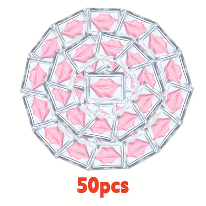 Lip Mask 50pcs Crystal Pink Moisturizing Deeply Hydrating Lip Patches for Dull Dry Lips Plumping Pink Fresh Look Gift for Women Mothers Bulk Gift Set
