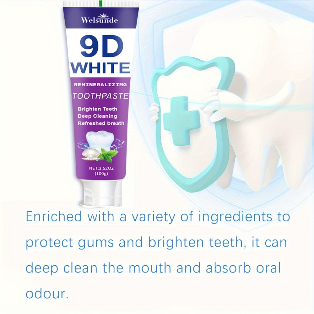 Purple Toothpaste 2pcs Hydroxyapatite Deep Cleaning Whitening Brighter Smile Mint Flavor Fresh Breath Gentle on Gums Travel Size 100g European Formula Oral Hygiene Gift Men Women