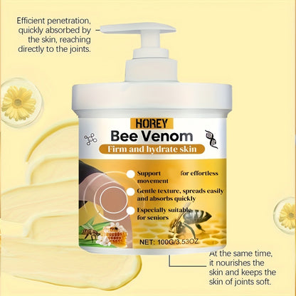 Bee Venom Massage Cream 100g – With Turmeric & Arnica | Skin Tightening, Deep Moisturizing & Hydrating Body Cream | Softens & Smooths All Skin Types | Anti-Aging Firming Lotion