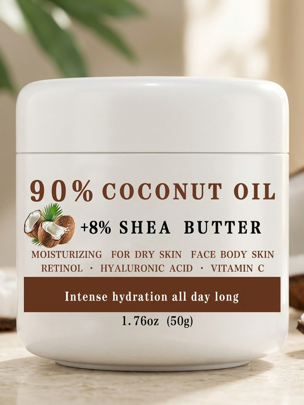 1. 76 Oz Unisex-Adult Coconut Oil And Shea Butter Cream with Retinol And Hyaluronic Acid, Alcohol-Free, Fresh Scent, Moisturizing for All Skin Types, Long-Lasting Hydration for Face, Body, Hands, Feet Gift, Perfect Christmas Gift
