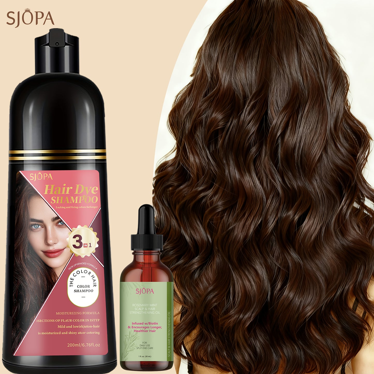 Hair Color Dyeing Shampoo 3-in-1 — Plant Squalane & Glycerin Formula | Colors, Conditions & Cleanses in One Wash | 10 Shades | Easy At-Home Hair Coloring