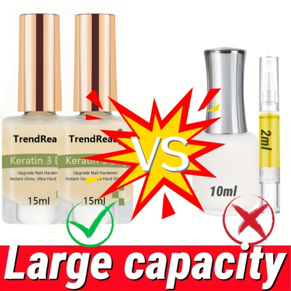 2PCS 0.51oz Nail Hardener for Weak Nails | Clear Nail Protein Hardener for Moisturize Nails, Toenails | Nail Concealer Base Coat Polish, Sheer Ridge Filler & Concealer | Quick Air Dry, Contains Vitamin E | Halloween, Christmas