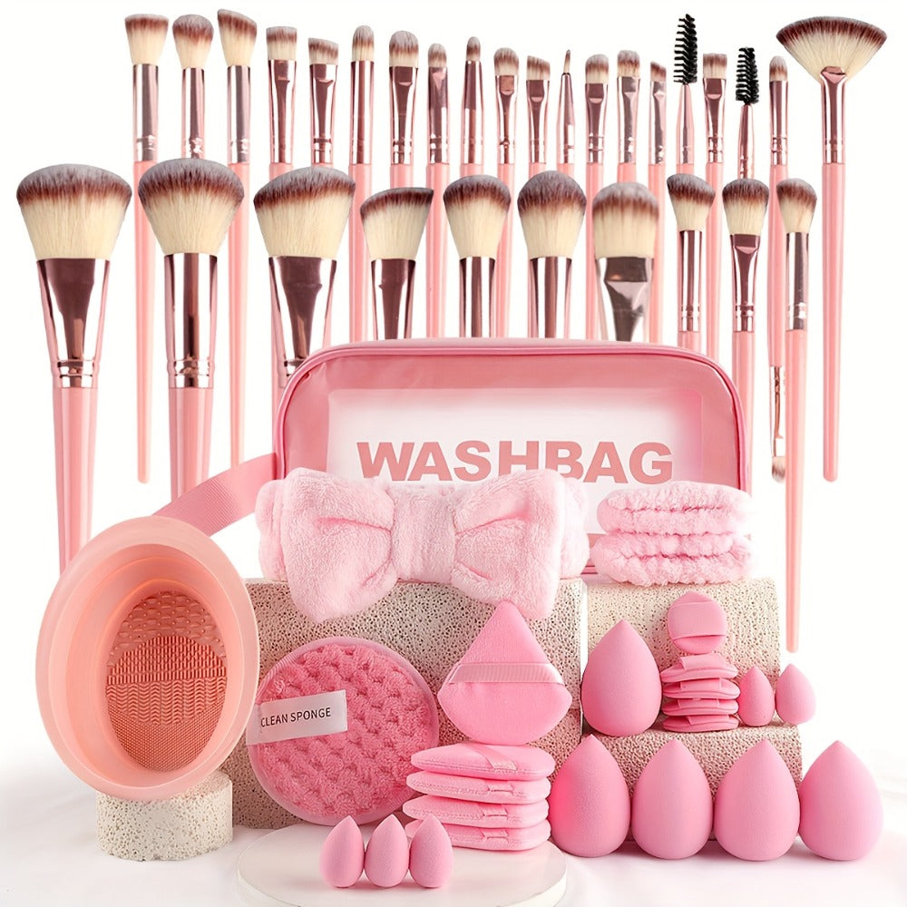 40/56pcs Complete Makeup Brush & Beauty Tool Combo - Soft Synthetic Fiber Brushes Suitable for /Normal Skin, Wood Handle, Foundation/Blush/Contouring/Eye/Powder Application - Ideal for Beginners & Pros (Affordable)