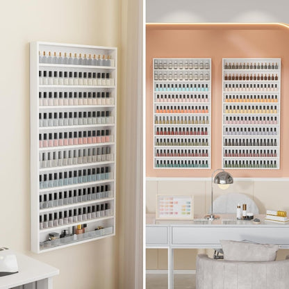 Nail Polish Rack Wall Mount Organizer 6-Tier 10-Tier Acrylic Baffle Salon Display Shelf for Home Spa Nail Studio Black White Pink