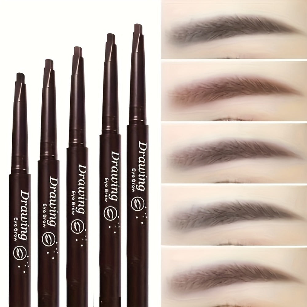 Eyebrow Pencil 12 Pack Double-Headed Automatic Waterproof Brow Pencil with Brush Tip 5 Colors Natural Makeup Long-Lasting Precision Eyebrow Definer for Women